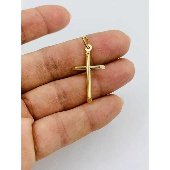 10k Gold Pendant Cross Yellow or White Gold Tube - Dije Oro  ❤️ 10k gold Cross small charm classic simple tube design ❤️ crucifix